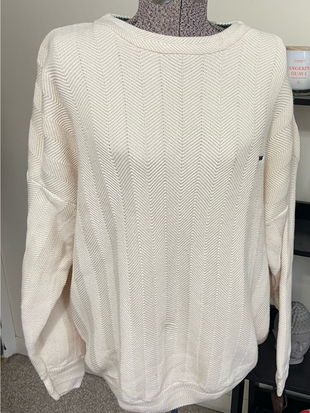Alexander Julian Ivory Chevron Crewneck Sweater